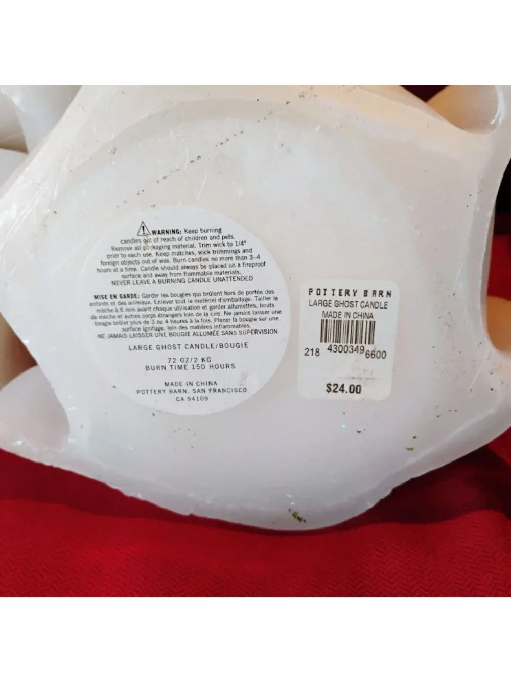Set Of 3 Pottery Barn Bougie Boo Moaning Ghost-Shaped Candles 2 Large, 1 Small